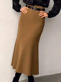Outlet Minimalist Plain Skirt Without Belt Skirts|Bottoms