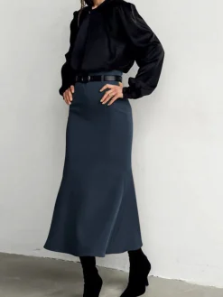 Outlet Minimalist Plain Skirt Without Belt Skirts|Bottoms
