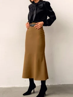 New Minimalist Plain Skirt Without Belt Skirts|Bottoms