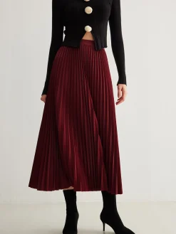 Online Minimalist Pleated Flowy Skirt Skirts|Bottoms