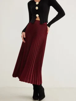 Online Minimalist Pleated Flowy Skirt Skirts|Bottoms