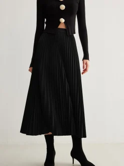 Online Minimalist Pleated Flowy Skirt Skirts|Bottoms