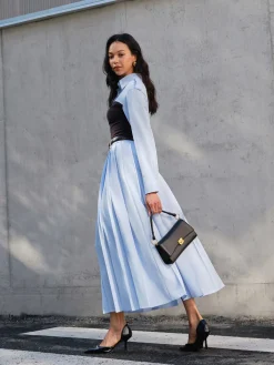 Online Minimalist Pleated Skirt Without Belt Skirts|Matching Sets