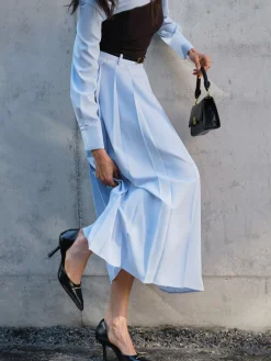 Online Minimalist Pleated Skirt Without Belt Skirts|Matching Sets