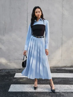 Online Minimalist Pleated Skirt Without Belt Skirts|Matching Sets
