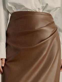 Hot Minimalist PU Leather Skirt Skirts|Bottoms