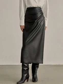 Hot Minimalist PU Leather Skirt Skirts|Bottoms