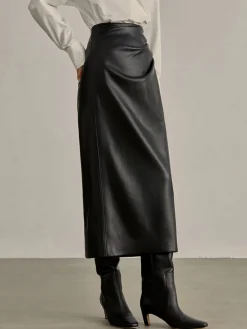 Hot Minimalist PU Leather Skirt Skirts|Bottoms