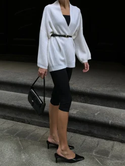 Outlet Minimalist Ribbed Belted Cardigan Cardigans|Sweaters & Cardigans
