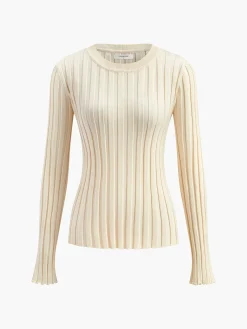 Hot Minimalist Ribbed Sweater Sweater Tops|Sweaters & Cardigans