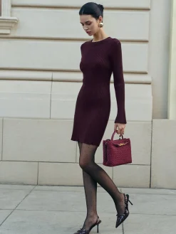 Minimalist Ribbed Sweater Short Dress Sweater Dresses|Work Dresses