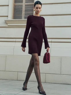 Minimalist Ribbed Sweater Short Dress Sweater Dresses|Work Dresses