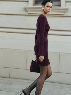 Minimalist Ribbed Sweater Short Dress Sweater Dresses|Work Dresses