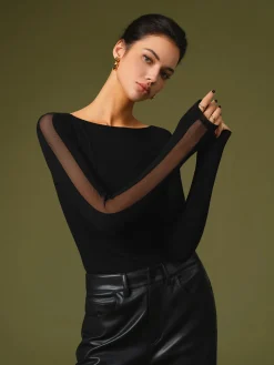 Minimalist Sheer Sleeve Blouse Blouses & Shirts|Tops