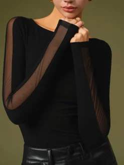 Minimalist Sheer Sleeve Blouse Blouses & Shirts|Tops