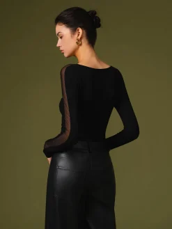 Minimalist Sheer Sleeve Blouse Blouses & Shirts|Tops