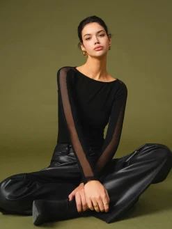 Minimalist Sheer Sleeve Blouse Blouses & Shirts|Tops