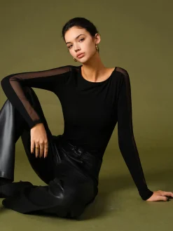 Minimalist Sheer Sleeve Blouse Blouses & Shirts|Tops