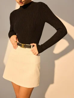 Hot Minimalist Slim Plisse Knit Top Sweater Tops|Sweaters & Cardigans