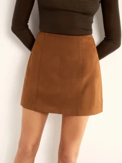 Clearance Minimalist Suede Mini Skirt Skirts|Matching Sets