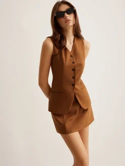 Clearance Minimalist Suede Mini Skirt Skirts|Matching Sets