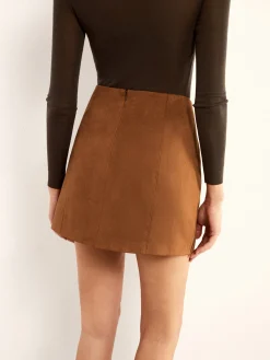 Clearance Minimalist Suede Mini Skirt Skirts|Matching Sets