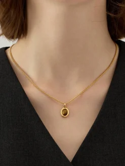 Hot Minimalist Tiger Eye Pendant Necklace Necklaces|Accessories