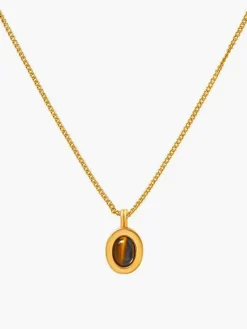 Hot Minimalist Tiger Eye Pendant Necklace Necklaces|Accessories