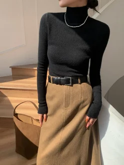 Online Minimalist Turtleneck Skinny Sweater Sweater Tops|Sweaters & Cardigans