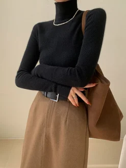 Online Minimalist Turtleneck Skinny Sweater Sweater Tops|Sweaters & Cardigans