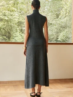 New Minimalist Turtleneck Sleeveless Skirt Set Skirt Sets|Long Sleeve Sets