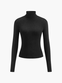 Best Minimalist Turtleneck Slim Knit Top Sweater Tops|Sweaters & Cardigans