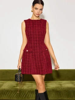 Clearance Minimalist Tweed Tank Short Dress Wedding Guest Dresses|Dresses