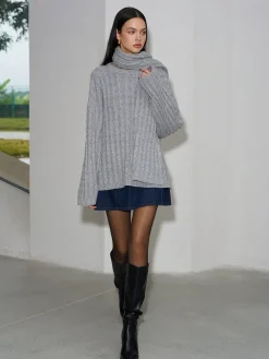 Discount Minimalist Twist Shift Sweater With Scarf Sweater Tops|Sweaters & Cardigans