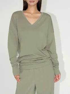 Hot Minimalist V-Neck Draped Top T-shirts|Tops