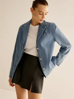 Sale Minimalist Washed Denim Jacket Outerwear|Jackets