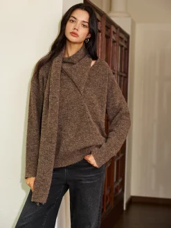 Best Minimalist Wool-Blend Scarf Sweater Sweater Tops|Sweaters & Cardigans