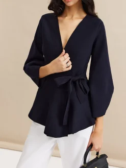 Sale Minimalist Wrap Cardigan With Belt Cardigans|Sweaters & Cardigans