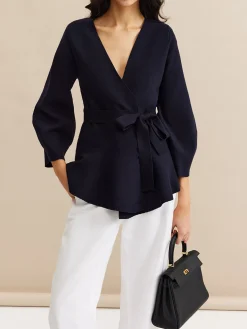 Sale Minimalist Wrap Cardigan With Belt Cardigans|Sweaters & Cardigans