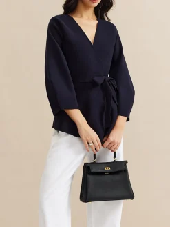 Sale Minimalist Wrap Cardigan With Belt Cardigans|Sweaters & Cardigans