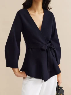 Sale Minimalist Wrap Cardigan With Belt Cardigans|Sweaters & Cardigans