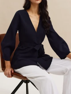 Sale Minimalist Wrap Cardigan With Belt Cardigans|Sweaters & Cardigans