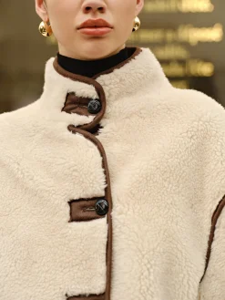 Minky Contrast Piping Fleece Jacket Outerwear|Jackets