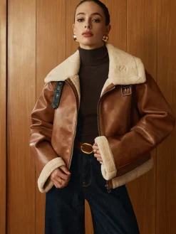 Sale Minky Faux Leather Zipper Jacket Outerwear|Jackets