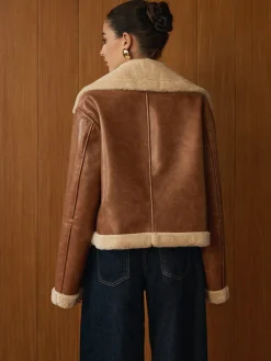 Sale Minky Faux Leather Zipper Jacket Outerwear|Jackets