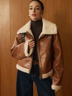 Sale Minky Faux Leather Zipper Jacket Outerwear|Jackets