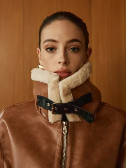Sale Minky Faux Leather Zipper Jacket Outerwear|Jackets