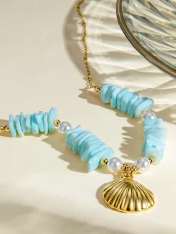 Clearance Mint Pearl Shell Necklace Necklaces|Accessories