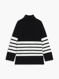 New Miss Paris Mock Neck Stripe Sweater Sweater Tops|Sweaters & Cardigans