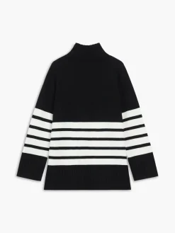 New Miss Paris Mock Neck Stripe Sweater Sweater Tops|Sweaters & Cardigans